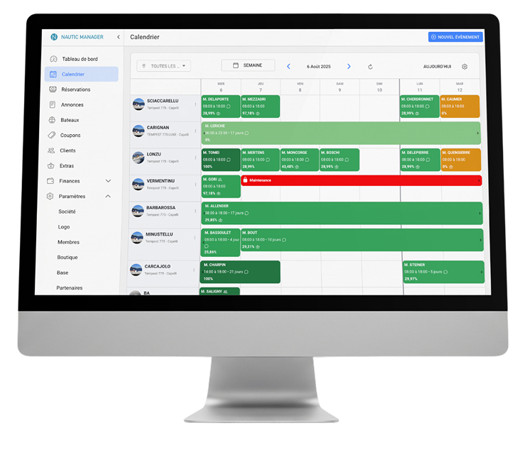 Dashboard Nautic Manager - Logiciel de gestion de flotte nautique
